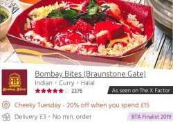 Bombay Bites Braunstone Gate 20% off Just Eat 'Cheeky Tuesdays' Leicester