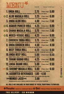 the kati roll company paratha roti menu