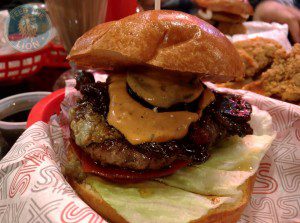 The Big Stax Spicy comback sauce, dill pickle, maple glaxed beef bacon, onions & cheese