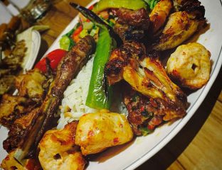 KARISIK IZGARA - Mixed kebab, consisting of adana, shish, chicken & lamb chops served with rice & salad