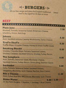 meat and shake burger menu