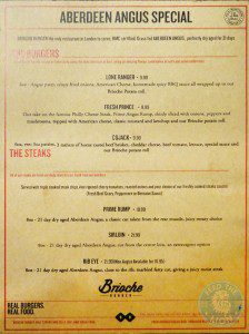Aberdeen Angus Special Menu