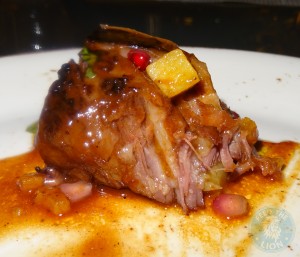Australian Wagyu beef short rib - 48 hours cooked braised short ribs, beef gastrique, pomegrante, apricot, mint salsa Dhs 150