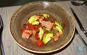 Seared Tune - Dried pomogranate, lemon salt, avocado, granadilla - Dhs60