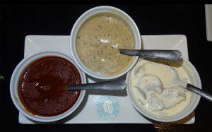 mushroom peppercorn sauces steak out