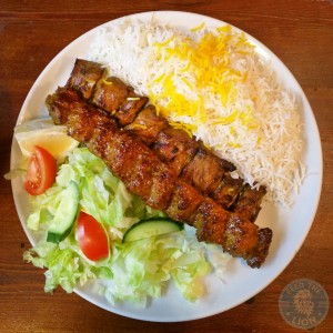 persian palace west ealing halal Soltani - Cubed lamb fillet & minced lamb kebab £12
