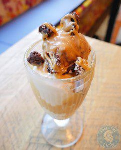 cabana Brasilian Overload 5.95 Caramel Choc Chip and White Chocolate “Cupuaçu” ice creams with “Brigadeiro” chocolate truffles and doce de leite caramel sauce