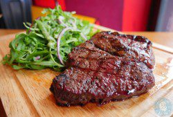 steak sirloin rump Flaming Cow Ealing Broadway Goutmet burger American dinning halal hot dog fries chicken wings