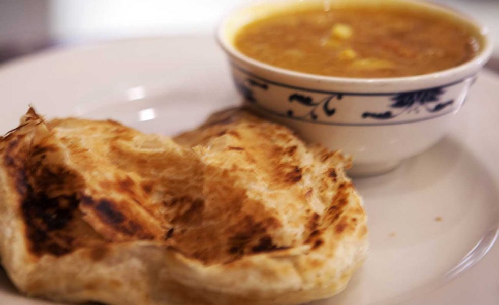 Roti Canai – Fluffy flat bread with lentil dhal