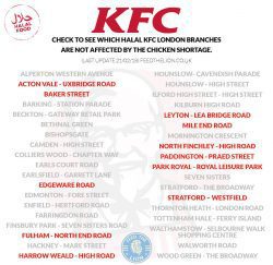kfc #kfccrisis halal London Chicken shop closed shortage close