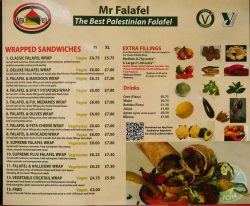 menu Mr Falafel Shephard's Bush Market London Halal