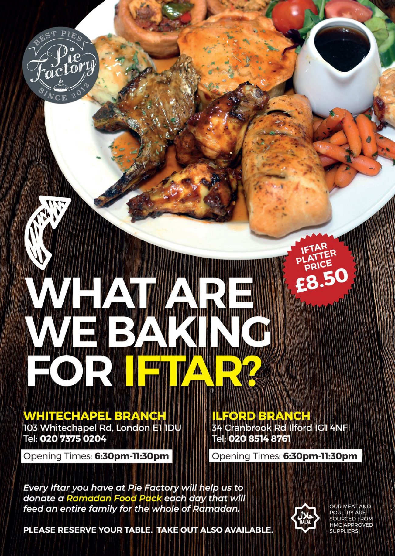 Pie Factory Ramadan iftar Menu Halal Food restaurant guide Feed the Lion