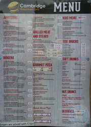 menu Cambridge Gourmet Grill Halal HMC Restaurant