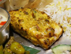 Thali fish curry Chokhi Dhani Indian Halal restaurant Battersea
