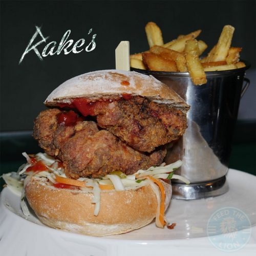 chicken burger Rake's Cafe Bar Liverpool St. London Halal