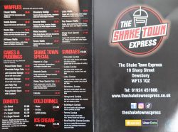 menu The Shake Town Express Dewsbury Halal chicken drip burger Manchester