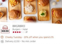 BRGR Bro 20% off Just Eat 'Cheeky Tuesdays' Leicester