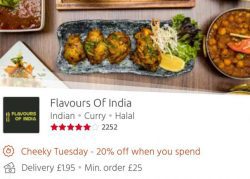 Flavours of India 20% off Just Eat 'Cheeky Tuesdays' Leicester