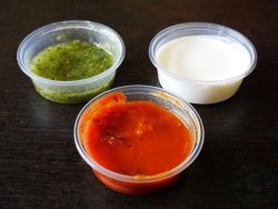 Pica de Gallo, Sour Cream, Salsa Verde