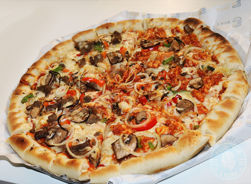 Bun & Slice Halal Manchester restaurant pizza burger Feed the Lion