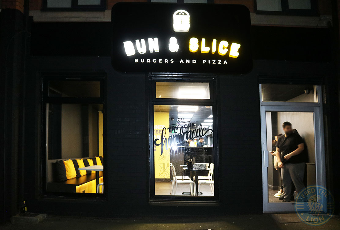Bun & Slice Halal Manchester restaurant pizza burger Feed the Lion