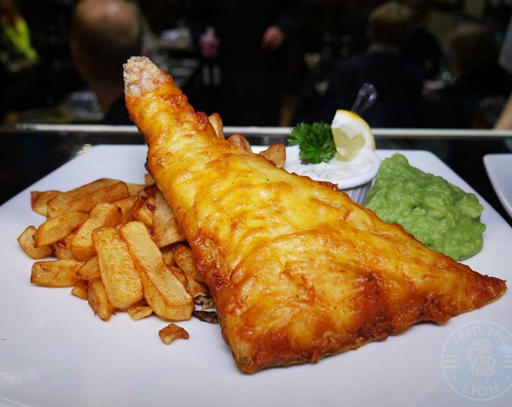 Fillet of Cod – served with mushy or garden peas and tartare sauce, £10.00