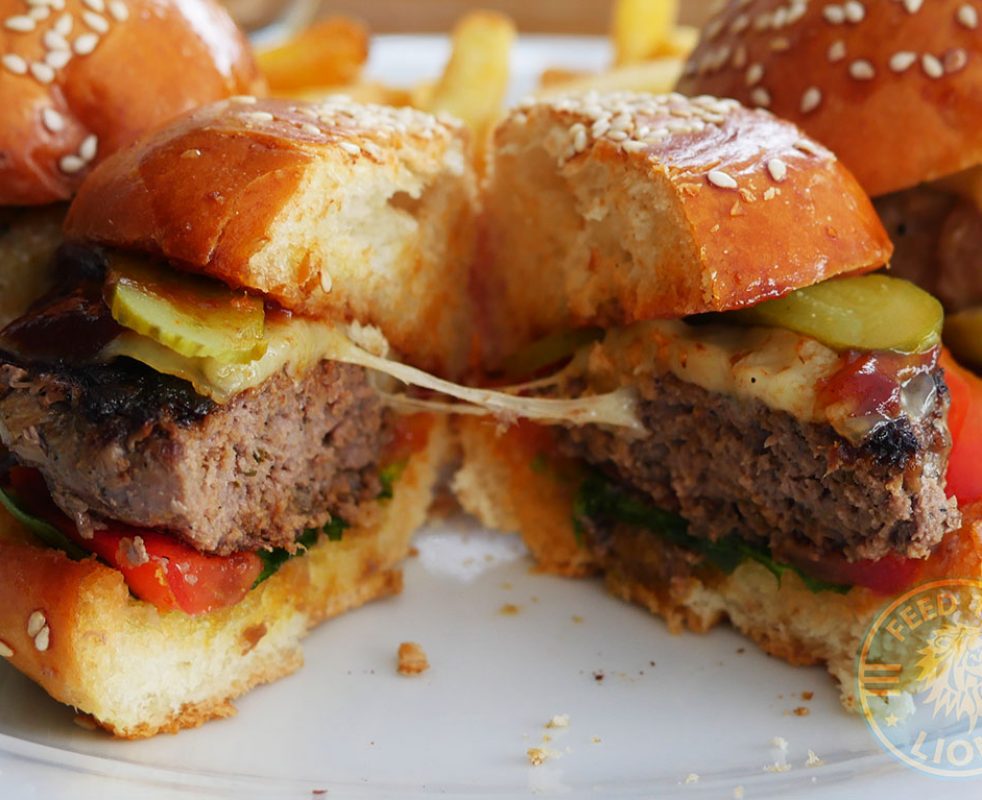 Cheese & Beef – Gravy sauce, tomato, arugula, pickle, chaddar, tempura fried basil.