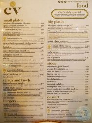 menu Comptoir V Vegan London restaurant Kensal Rise