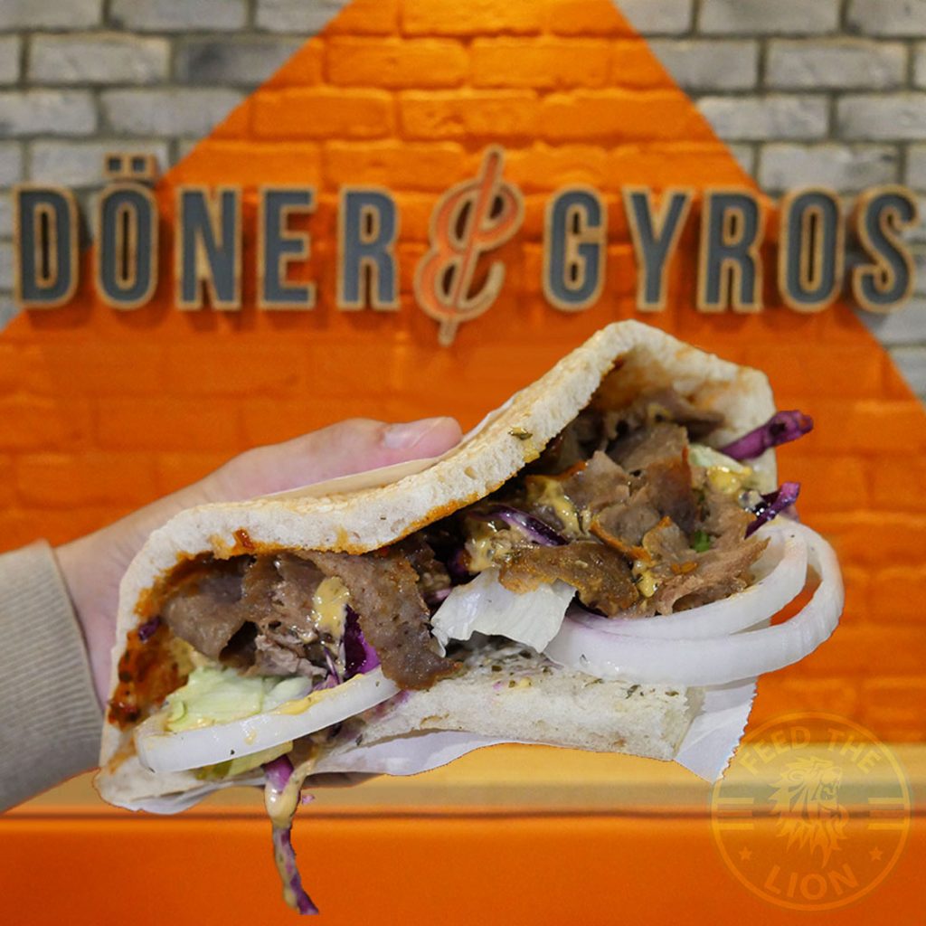 Doner and Gyros Halal fast food Canary Wharf, London Feed the Lion