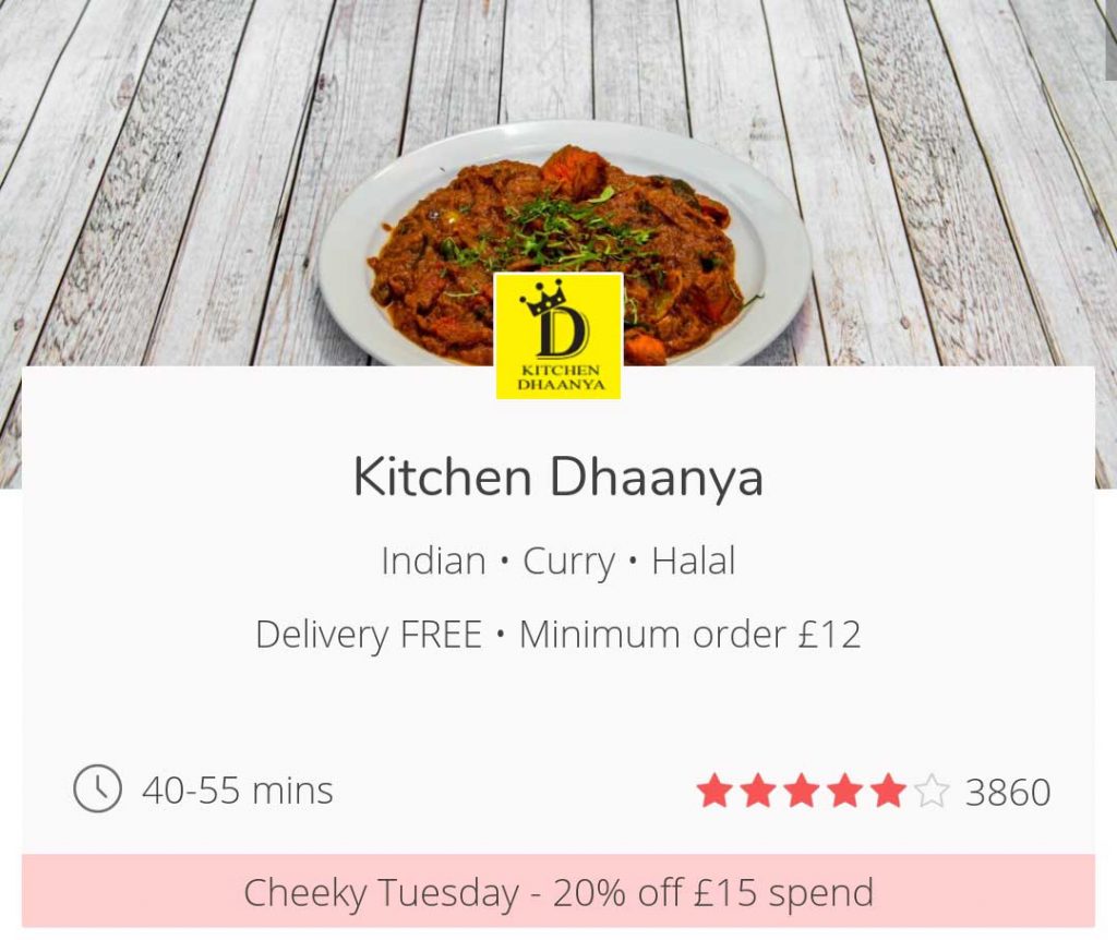 Cheeky Tuesdays get 20% off JustEat