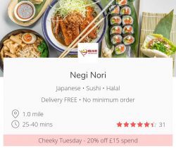 Cheeky Tuesdays get 20% off JustEat