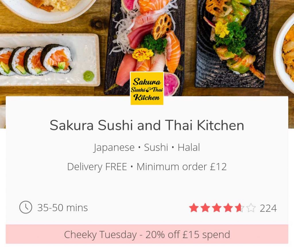 Cheeky Tuesdays get 20% off JustEat
