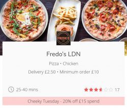 Cheeky Tuesdays get 20% off JustEat