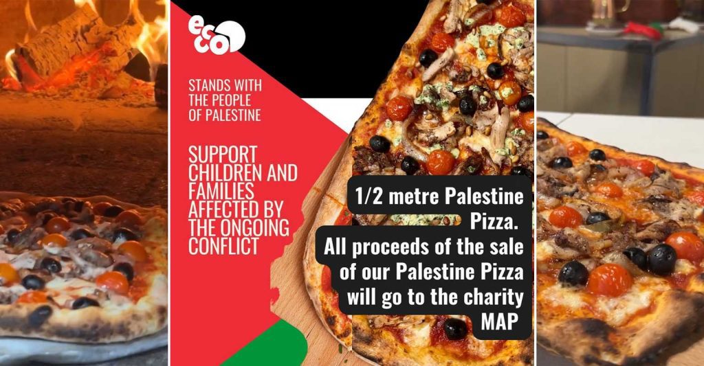 Ecco Pizzeria Halal Restaurant Manchester Leeds Palestine Palestinian
