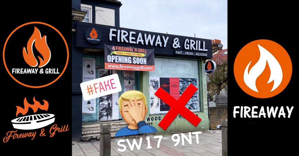 Fireaway & Grill Pizza Tooting London Copy Fake