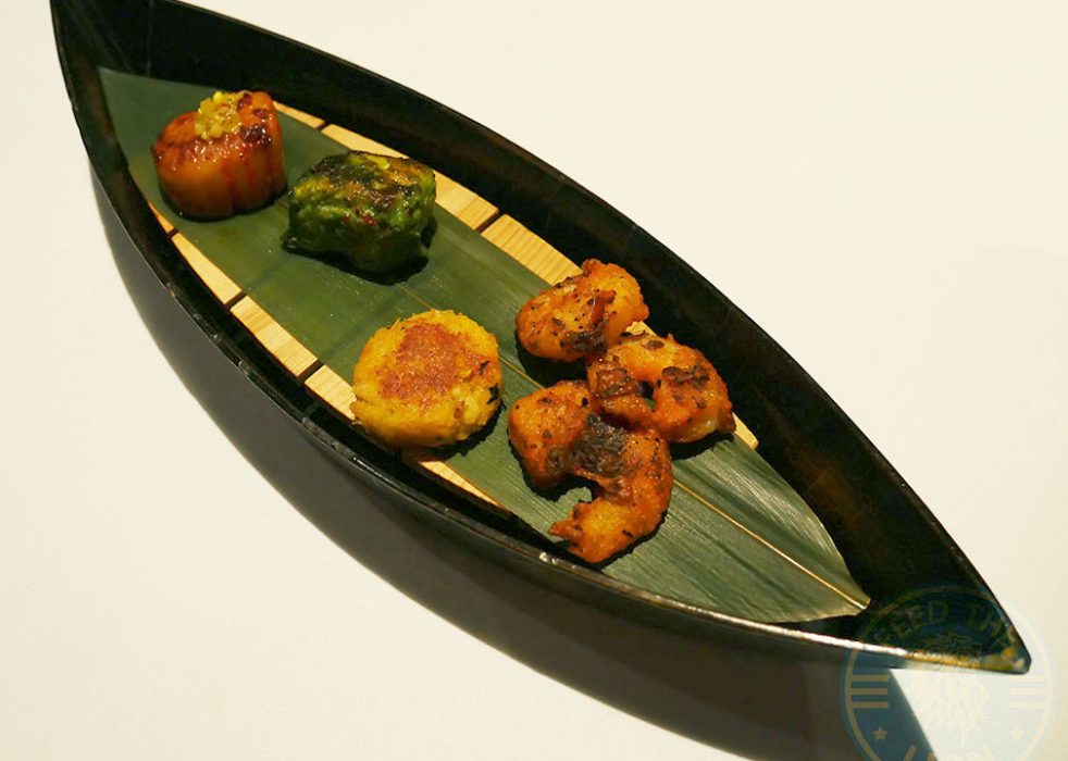 Fisherman’s Catch – pepper shrimp, crab cake, fish cafreal and grilled scallop, £16.00