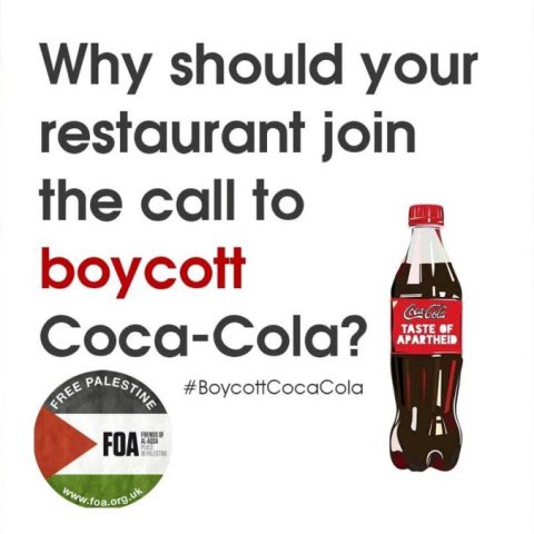 Friends of al-Aqsa Halal Restaurants boycott Coke Coca-Cola Pepsi Israel Palestine Genocide