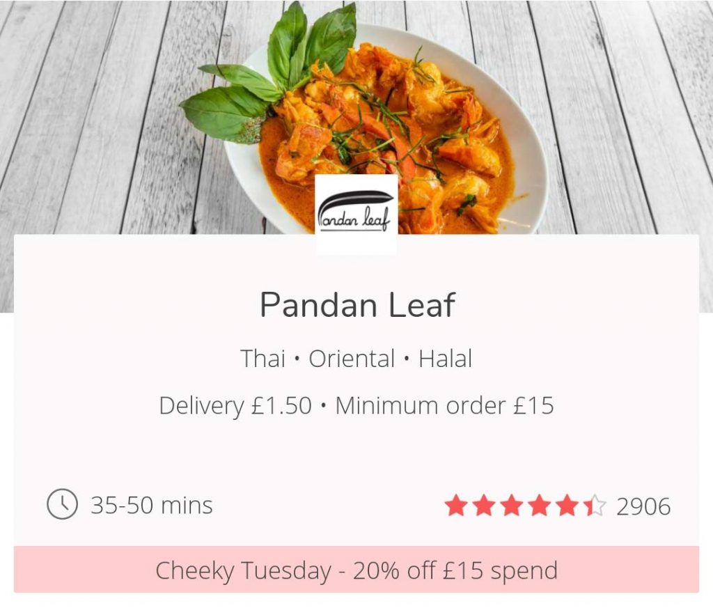 Cheeky Tuesdays get 20% off JustEat London UK