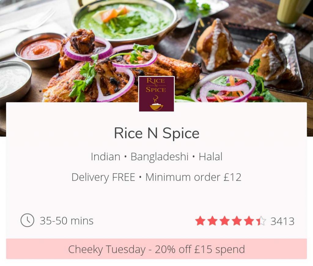 Cheeky Tuesdays get 20% off JustEat London UK