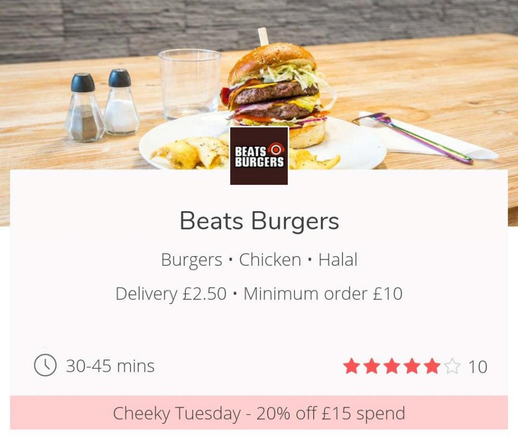Cheeky Tuesdays get 20% off JustEat London UK