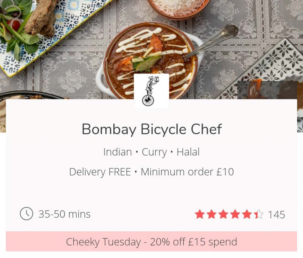 Cheeky Tuesdays get 20% off JustEat London UK