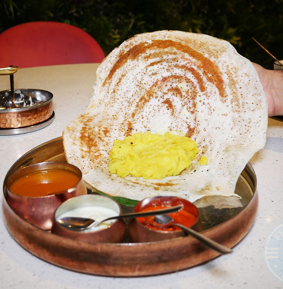 <strong>Eral Poriyal</strong> – stir-fried gunpowder shrimp dosa, £12.00