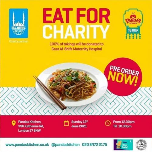 Panda's Kitchen Islamic Relief Halal Restaurant Gaza Strip Donation