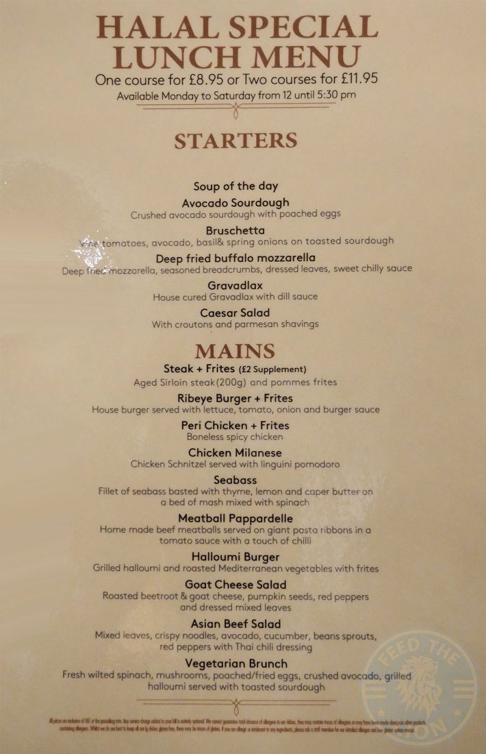 menu The Steak Restaurant Hatch End London Halal restaurant Feed the Lion