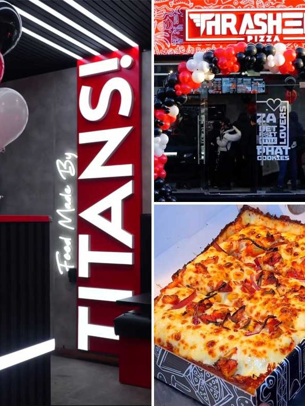 Thrasher's serves both pizzas & burgers in Rochdale Feed the Lion