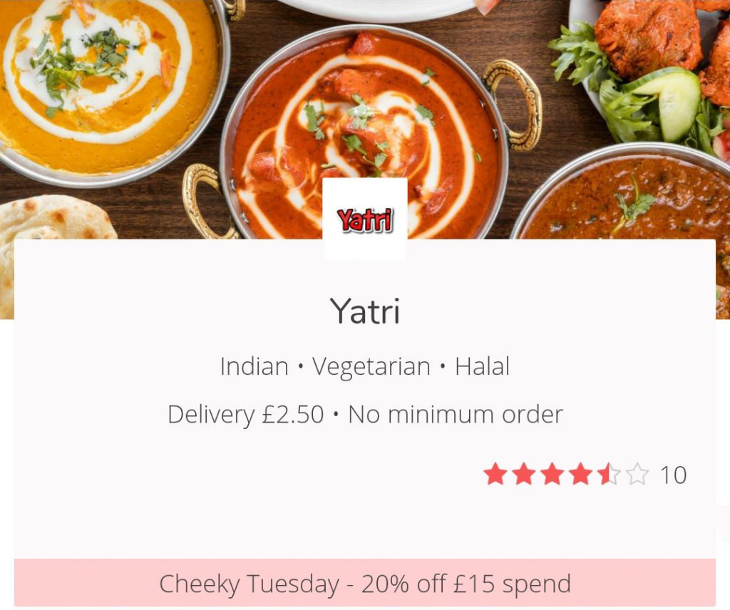 Cheeky Tuesdays get 20% off JustEat London UK