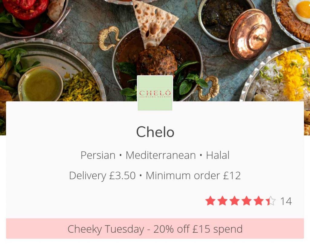 Cheeky Tuesdays get 20% off JustEat London UK