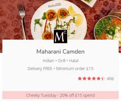 Cheeky Tuesdays get 20% off JustEat London UK