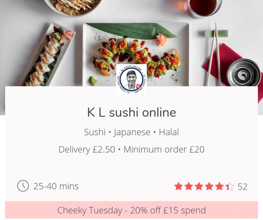 Cheeky Tuesdays get 20% off JustEat London UK