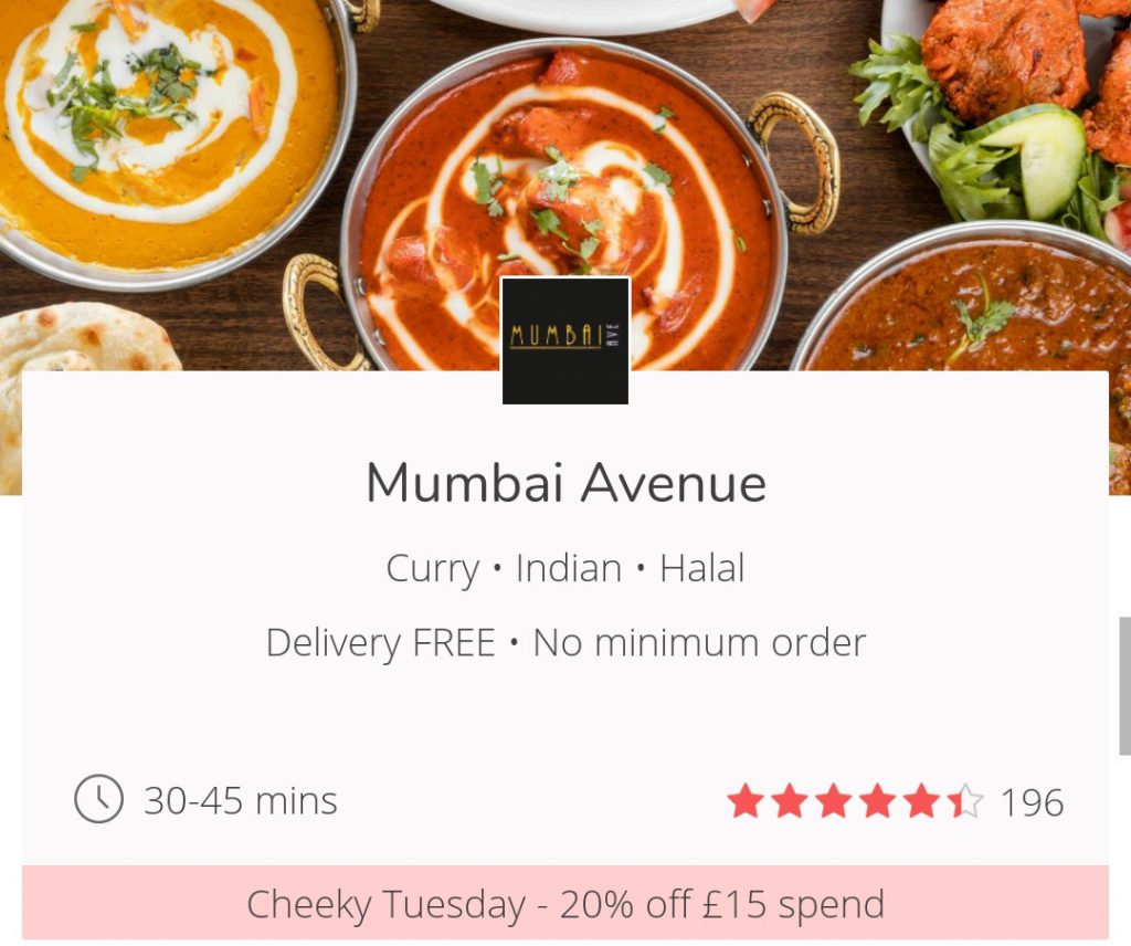 Cheeky Tuesdays get 20% off JustEat London UK